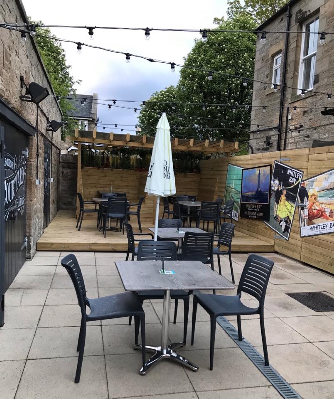 The private courtyard at The Milbourne Arms